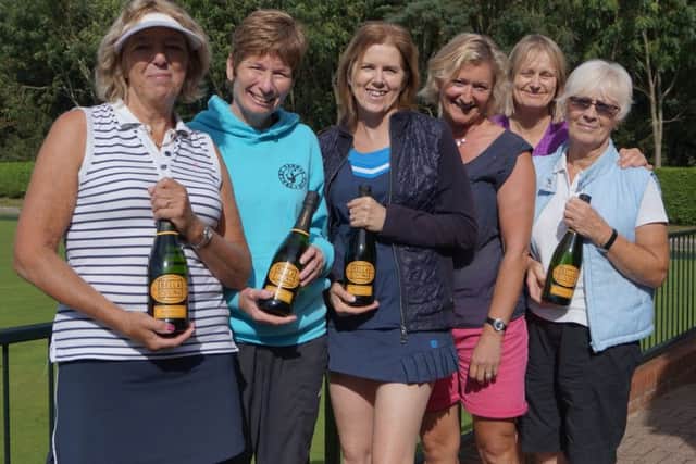 Winners at the Tealby Ladies charity tennis day - from left, Helen Gibbard, Joy Purkiss, Wendy Whiteley, Sarah Buckley (organiser), Nikki Madden and Jean Brunsdon. EMN-160926-070034001