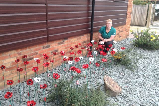 The poppy display at Quarrington Veterinary Surgery.