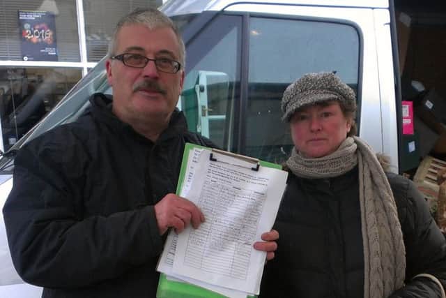 Jennie North and Bryan Spittlehouse with their petition
