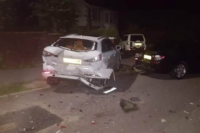 The damage left behind following the collision in Victoria Road. (Submitted photograph).