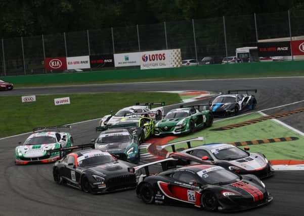 The Balfe Motorsport McLaren in thick of the action at Monza.