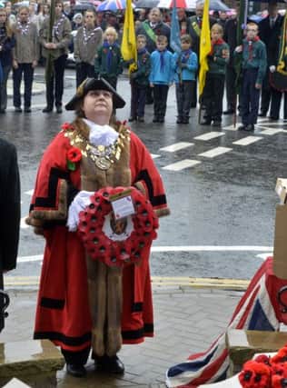 Former Mayor, Councillor Sue Locking, at last year's Remembrance Sunday parade.