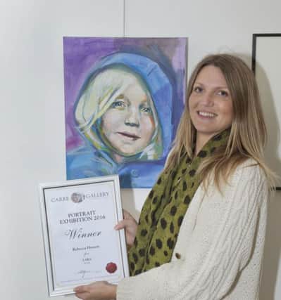 Winner of the Carre Gallery Portrait Competition 2016, Rebecca Henson with her painting 'Lara' (acrylic) taken at the presentation evening at the Carre Gallery, Carre Street Sleaford on the evening of 06 October 2016.