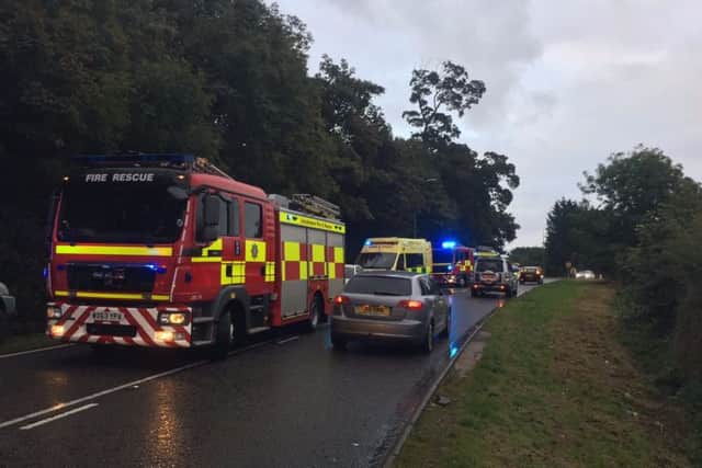Picture from the scene of the crash published on Twitter by Horncastle Police.
