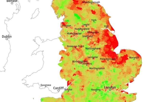Heat map showing the high levels of prescription drugs handed out in East Lindsey and South Holland. Source: EXASOL