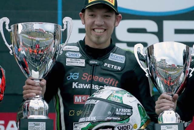 Peter Hickman celebrates his Riders Cup success.