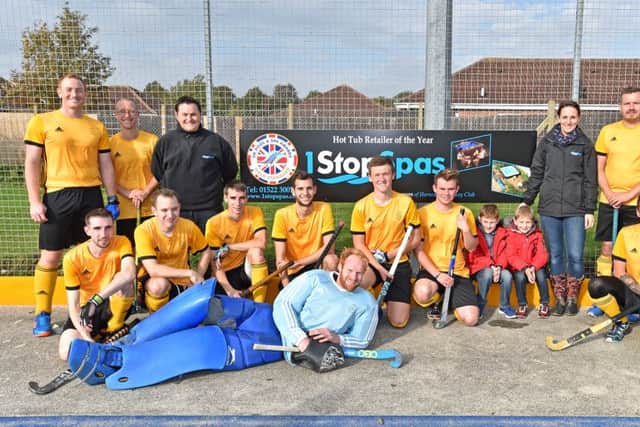 Horncastle Hockey Club men's first team and sponsors One Stop Spas. Photo: John Aron