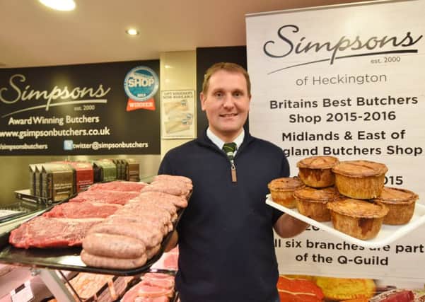 Gary Simpson at the award winning butchers  Simpsons at Stamford Garden Centre. EMN-161021-180809009