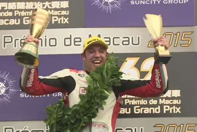 Peter Hickman celebrates victory in Macau 12 months ago EMN-161019-173343002