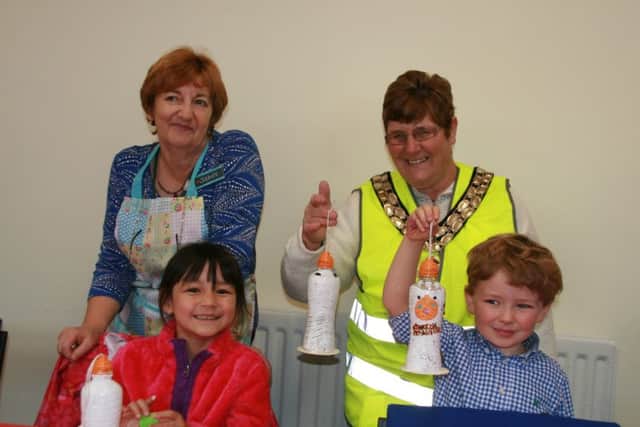 Children enjoyed a morning of Spiders, Bangs and Spooky things at Brigg Heritage Centre with Heritage Centre volunteer Janet Heath (left) and Town Mayor Ann Eardley EMN-161027-102220001