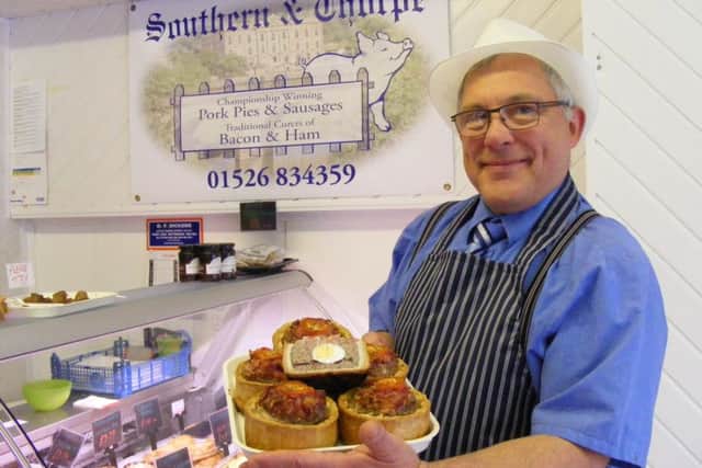 Neil Johnson of Southern and Thorpe and his speciality All Day Breakfast meat pie. EMN-161020-163852001