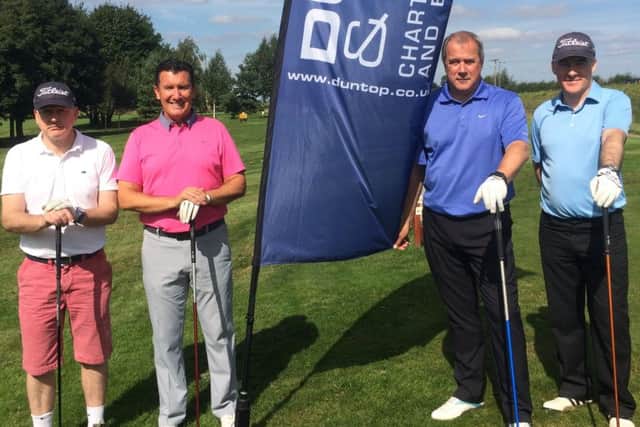 Pictured at Duncan and Toplis' charity golf day (from left) Jeremy Wetherall, Dave Fisher, Adrian Reynolds (managing director, based at the Boston office) and Paul McCooey. EMN-161027-094050001