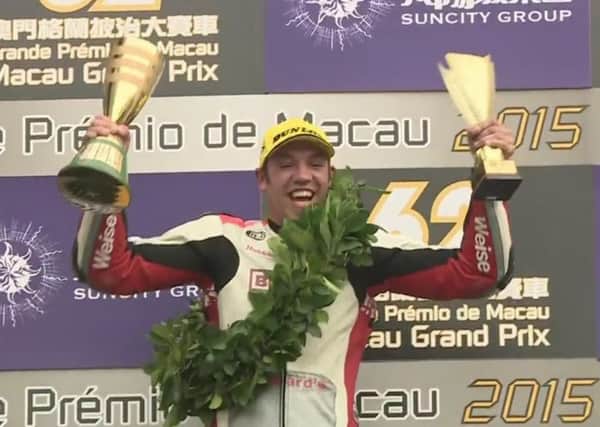 Peter Hickman tops the podium at last year's Macau GP.