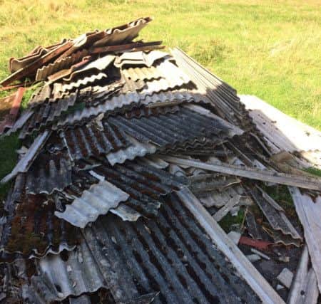 The large amount of asbestos fly tipped near Marshchapel.