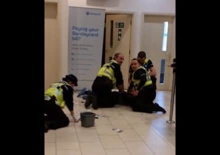 The scene inside Barclay's Bank