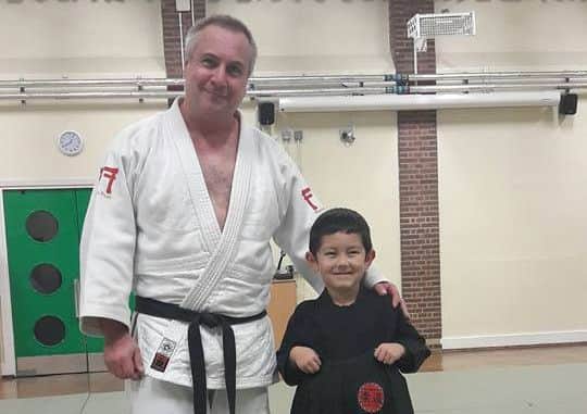 Ethan Warhurst and Sensei Mark Mason.