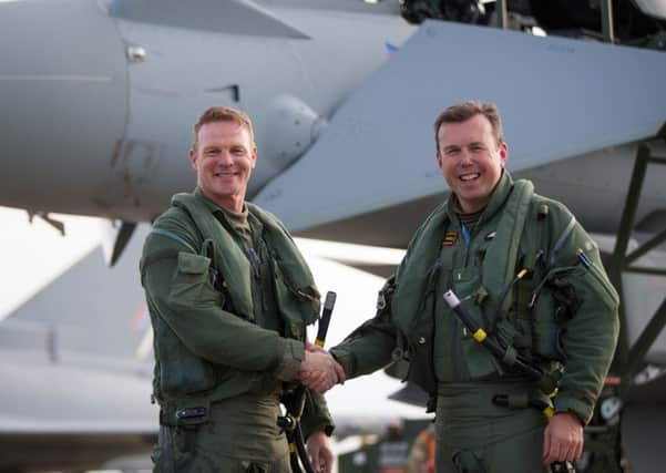 Station Commander at Coningsby, Group Captain Jez Attridge today handed over responsibility for the base to the incoming Station Commander, Group Captain Mike Baulkwill.


The new Station Commander has served at Coningsby on a previous tour with No XI (Fighter) Squadron.


The Lincolnshire base is the home of two operational Typhoon Squadrons, (3 and XI Squadrons) the Typhoon OCU (29 Squadron) and the Test and Evaluation Squadron (41 Squadron).




Photo By:- SAC Jack Welson(RAF)
For further information contact RAF Coningsby Photographic Section:

Photographic Section
RAF Coningsby
Lincs
LN4 4SY
Tel: 01526 347386 EMN-160311-141252001