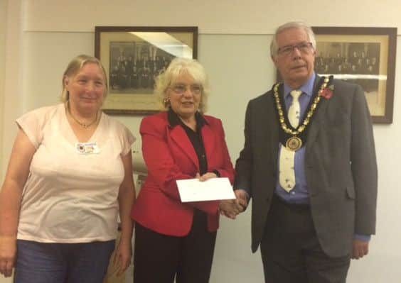 Coun Maggie Gray and Mandy Cargill receive ?900 on behalf of Skegness Live and Learn ANL-160411-104502001