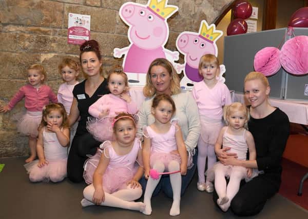 Baby Ballet Danceathon at Blackfriers Theatre. Teacher and franchise owner Miss Nina Clarke with children and parents.