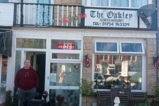 Owner Alan Taylor outside The Oakley guest house in Skegness where firefighters were called to deal with a pan fire. ANL-160811-152739001