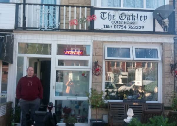 Owner Alan Taylor outside The Oakley guest house in Skegness where firefighters were called to deal with a pan fire. ANL-160811-152739001