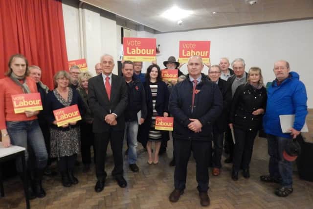 Jim Clarke (right) is selected as the Labour Party candidate for the Sleaford and North Hykeham by-election, pictured with party members and chairman Michael Hudson (left). EMN-161011-085842001
