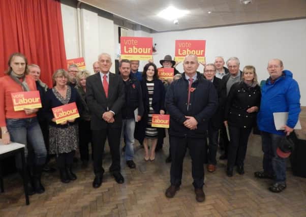Jim Clarke (right) is selected as the Labour Party candidate for the Sleaford and North Hykeham by-election, pictured with party members and chairman Michael Hudson (left). EMN-161011-085842001