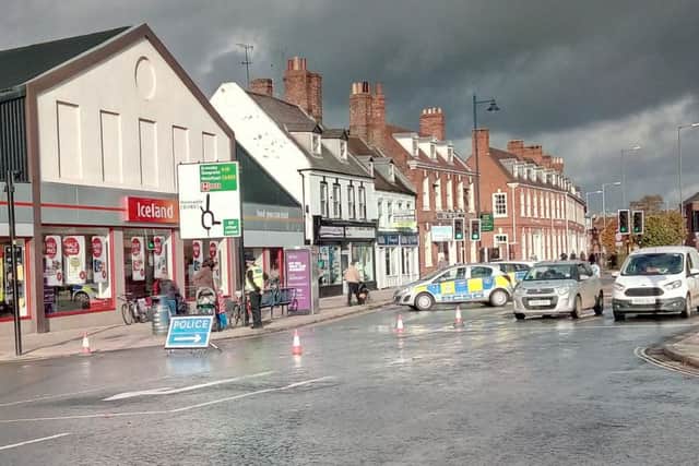 Burst water main in Boston town centre.
