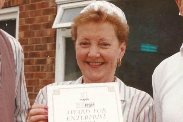 Freda Tweedale outside her family's award-winning fish and chip restaurant in Ruskington. EMN-161011-174151001