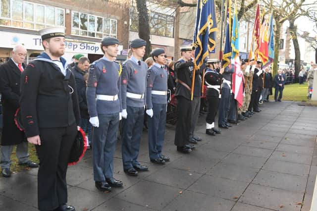 Boston remembrance parade and service. Service at the memorial.