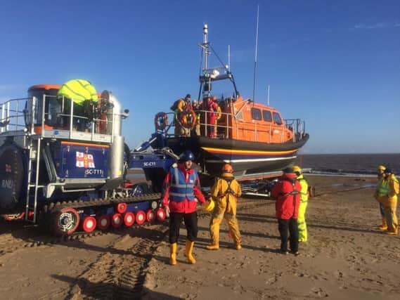 RNLI Volunteer crew training on a Shannon class lifeboat to prepare for the arrival of Skegness' new boat next year. ANL-161121-123814001