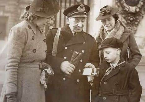 Leiu Joseph (Jack) Cox, of Windsor Bank, Boston, after receiving a Distinguished Service Cross for his gallantry at the evacuation of Dunkirk.
