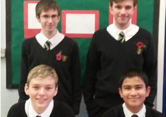 Luke Cocks and Matthew Wearden from Year 13 were joined by James Worthingtonand Neelay Sant from Year 12.