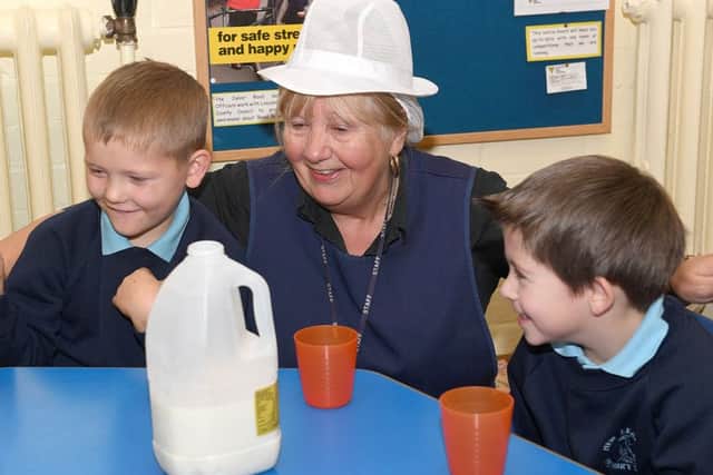 New Leake Primary School, Kellogg's Breakfast Club award winners. Breakfast Club Hero Rose Taylor with L-R Liam Epton 7 and Jakey Wakefield 6.