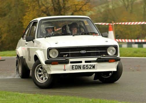 Sideways action from a classic Ford Escort Mk 2.