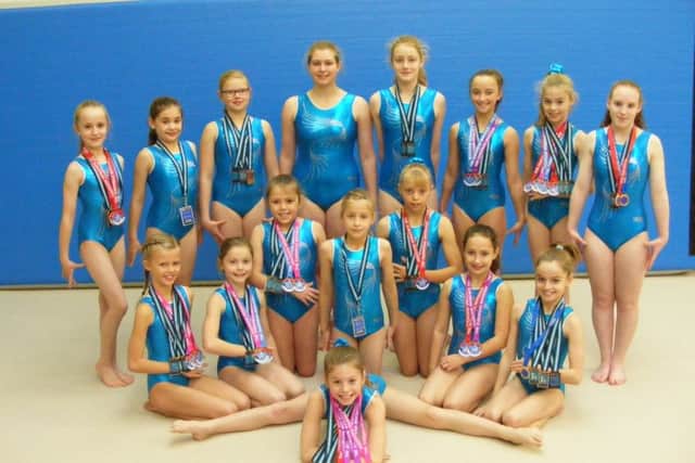 Team members of Sleaford Gymnastics Club, who were medallists at the recent Witham Hill Invitational event and the European National Invitational contest. Not present for the picture was Amy Patchett.
