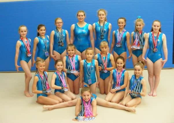 Team members of Sleaford Gymnastics Club, who were medallists at the recent Witham Hill Invitational event and the European National Invitational contest. Not present for the picture was Amy Patchett.