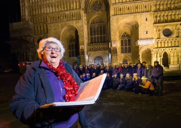 Members of Military Wives Choirs from all over the region, including RAF Cranwell, RAF Waddington and RAF Digby met at Lincoln Cathedral to promote the recording of their new album Home for Christmas. Photo shows Sue McIntyre singing a solo. Photo by Paul Saxby, RAF College Cranwell. EMN-161116-171948001