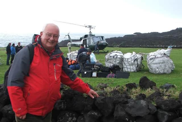 Chris on the the world's remotest inhabited island - 6,000 miles away from his home in Horsington EMN-161117-104405001