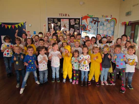 Spilsby Primary School children went spotty to raise money for Children In Need ANL-161118-132015001