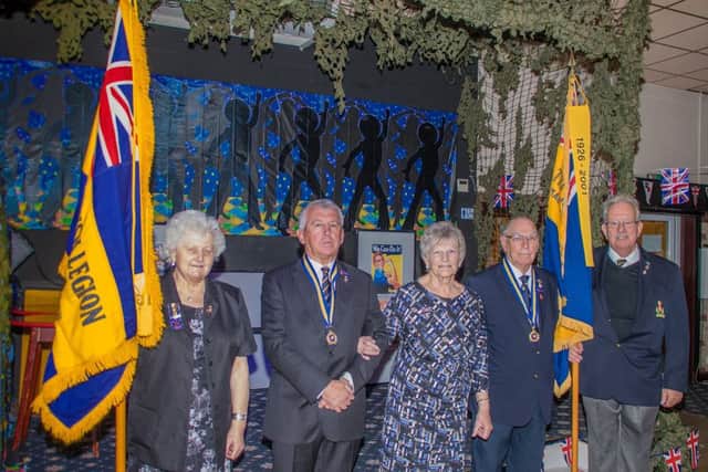 Mrs Payne, Jim McKenna, Barbara Hall, Terry Stow and George Prideaux at the celebration event.