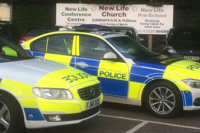 Police at the scene of a burglary at the New Life Centre in Sleaford. ANL-161127-080754001