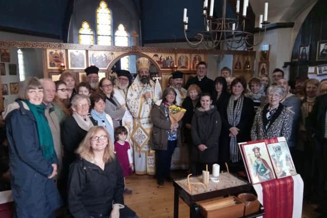 Bishop Silouwan with the congregation at Louth Orthodox Christian Church at the ordaination of Father Alban Campbell. ANL-161127-144054001