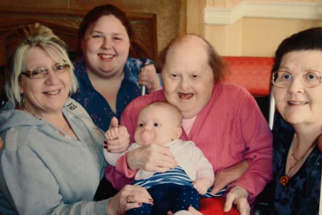 Julia Pittaway (middle), pictured with her auntie, Jennifer Parsons (right), Jennifers daughter Debbie (left), Jennifers grandaughter Samantha (middle left) and Jennifers great-gran daughter Erin (centre).
