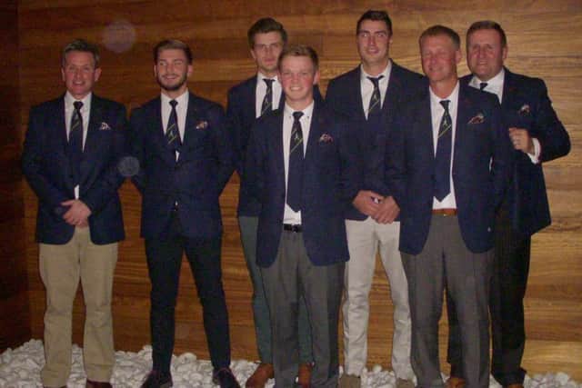 The Kenwick Park squad were one of just four clubs to reach the grand finals - 3,158 team entered the national competition. From left - Gary Spencer, Kieron Spencer Chaplin, Ashton Turner, Sam Done, Lewis Hackett, Mick Upton and Stephen Ashby EMN-161128-162515002