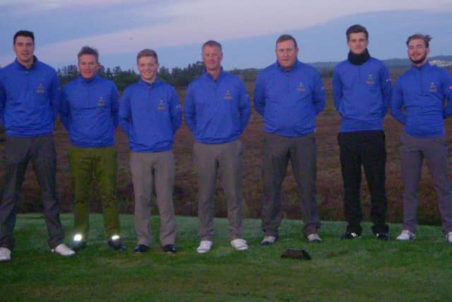 The Kenwick Park squad stand on the first tee, from left - Lewis Hackett, Gary Spencer, Sam Done, Mick Upton, Stephen Ashby, Ashton Turner, Kieron Spencer-Chaplin EMN-161128-162528002