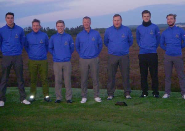The Kenwick Park squad stand on the first tee, from left - Lewis Hackett, Gary Spencer, Sam Done, Mick Upton, Stephen Ashby, Ashton Turner, Kieron Spencer-Chaplin EMN-161128-162528002