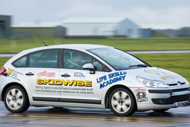 The team from Lincolnshire Road Safety Partnership visited RAF Coningsby with the road safety Skid Car to highlight and promote Road Safety with RAF Personnel. (Photo: SAC Jack Welson RAF) CON-OFFICIAL-