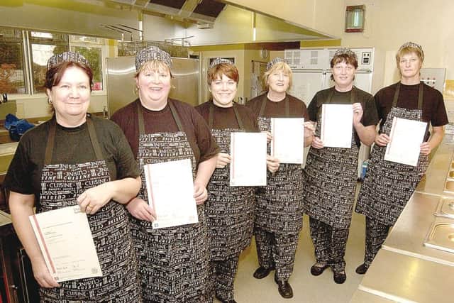 The catering team at William Lovell School, in Stickney, in November 2006.