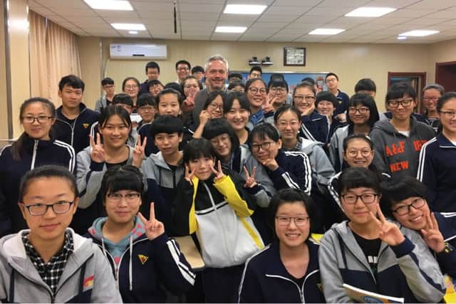 Nick Barton from MDTC with some of the pupils in China.
